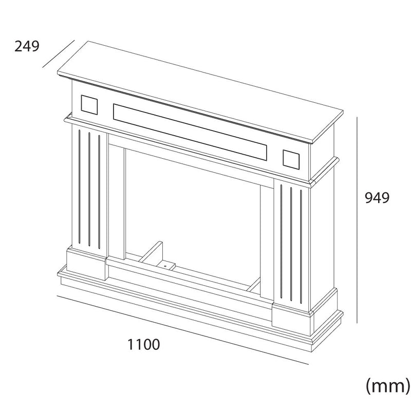 Cornice da Pavimento per Inserto Camino Elettrico 110x94,9x24,9 cm in MDF Sined Pienza Turchese-5