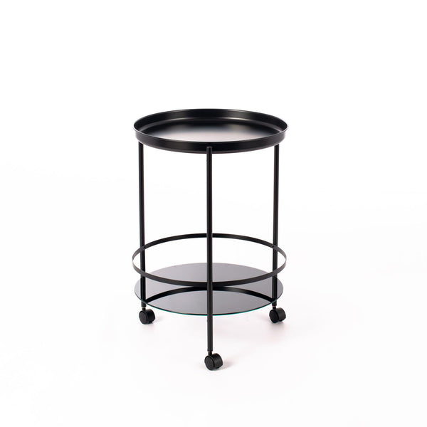 Carrello Portabevande 47x46xH66,5 cm in Metallo e Vetro Naryn Nero prezzo