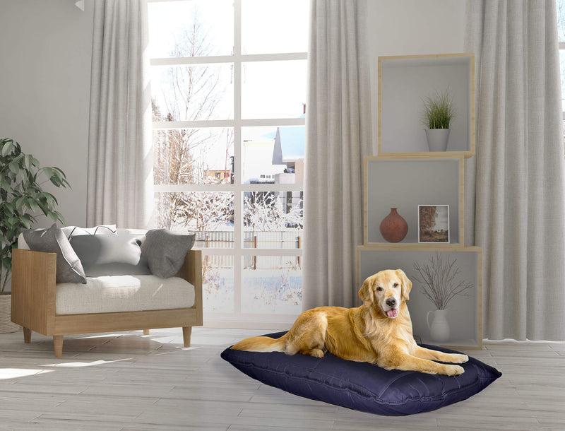 Cuscino Imbottito per Cani e Gatti 60x100 cm in Microfibra Chunky Blu Scuro-2