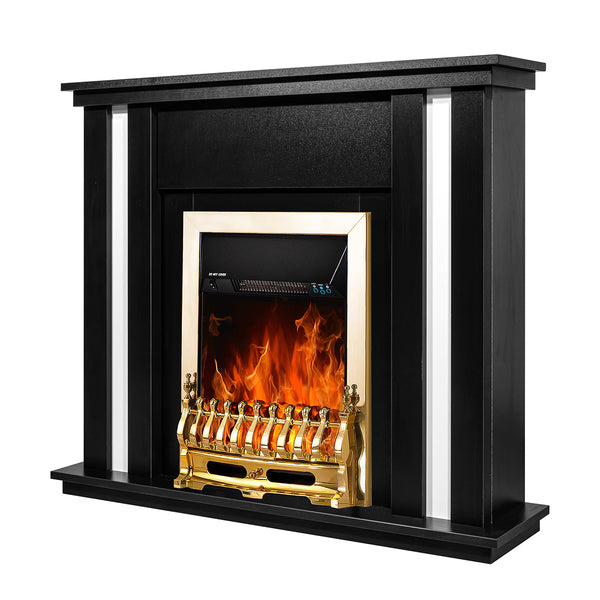 prezzo Camino Elettrico da Pavimento 95x110x27 cm Effetto Fiamma 2000W Gustavo & Galileo gold Nero/bianco