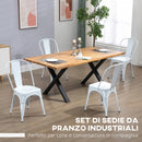 Set 4 Sedie da Cucina Impilabili 53x45x85 cm in Acciaio Bianco-4