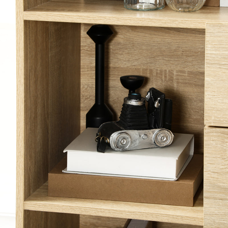 Libreria a Parete 80x35x155 cm in MDF e Metallo Legno Naturale-9