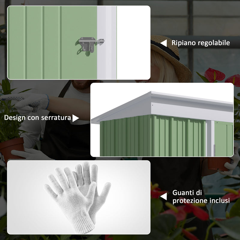 Casetta Box da Giardino 161x95x163/181 cm in Acciaio Verde-8