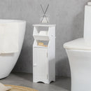 Mobiletto Bagno 19x15x56 cm con Porta Carta Igienica in MDF Bianco-2