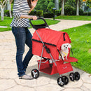 Passeggino per Cani Pieghevole Rosso 82x47x101 cm -4