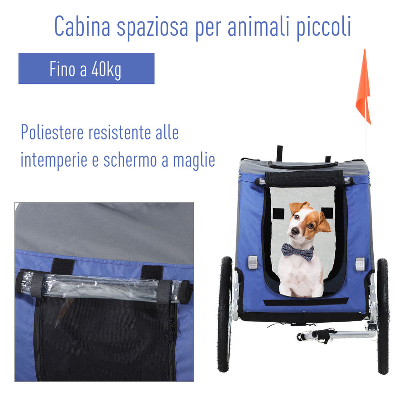 Carrello Rimorchio per Cani da Bicicletta Impermeabile  Grigio e Blu-4