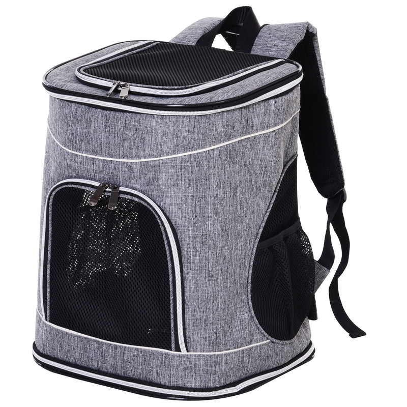 Trasportino Zaino per Cani e Gatti 35x30x45 cm  Grigio-1