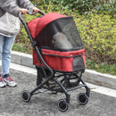 Passeggino per Cani e Gatti Pieghevole 80x53x101 cm in Alluminio Rosso e Nero-2