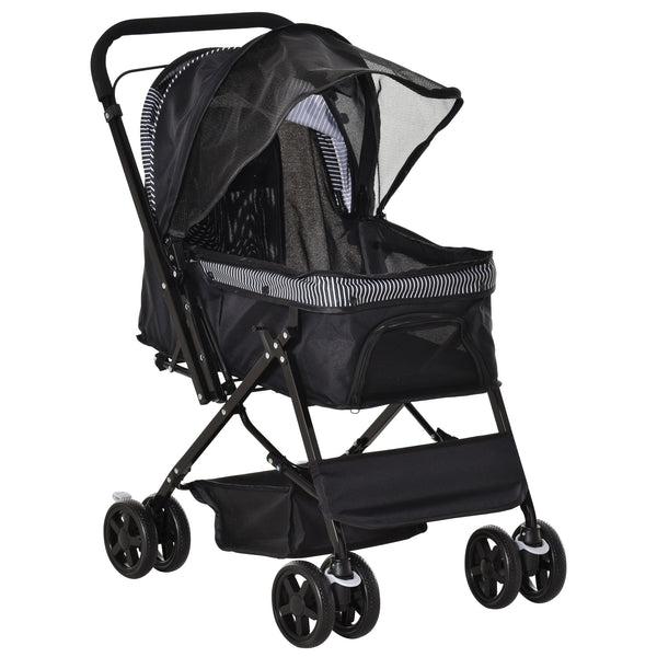 sconto Kinderwagen für Hunde, Größe 76,5 x 52 x 95 cm, aus Stahl und schwarzem Oxford-Stoff