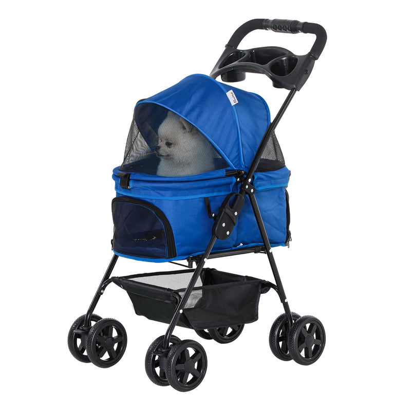 Passeggino per Cani 67x45x96 cm in Acciaio e Tessuto Oxford Blu-1