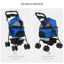 Passeggino per Cani 67x45x96 cm in Acciaio e Tessuto Oxford Blu-5