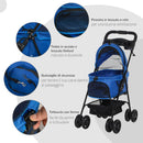 Passeggino per Cani 67x45x96 cm in Acciaio e Tessuto Oxford Blu-6