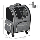 Trolley Zaino Trasportino per Cani e Gatti 43x33x51,5 cm in Tessuto Oxford e Poliestere Grigio e Nero-3