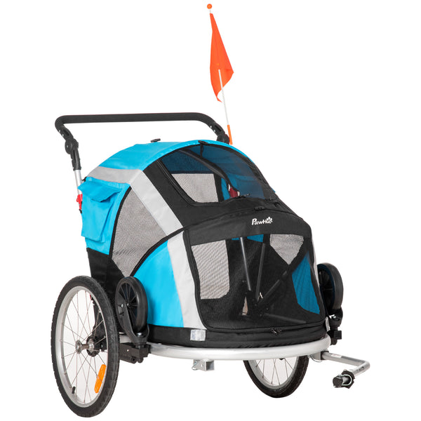 Trolley Kinderwagenanhänger für Hunde 150x82x98-108 cm Max 40Kg mit 2 Eingängen Blau acquista