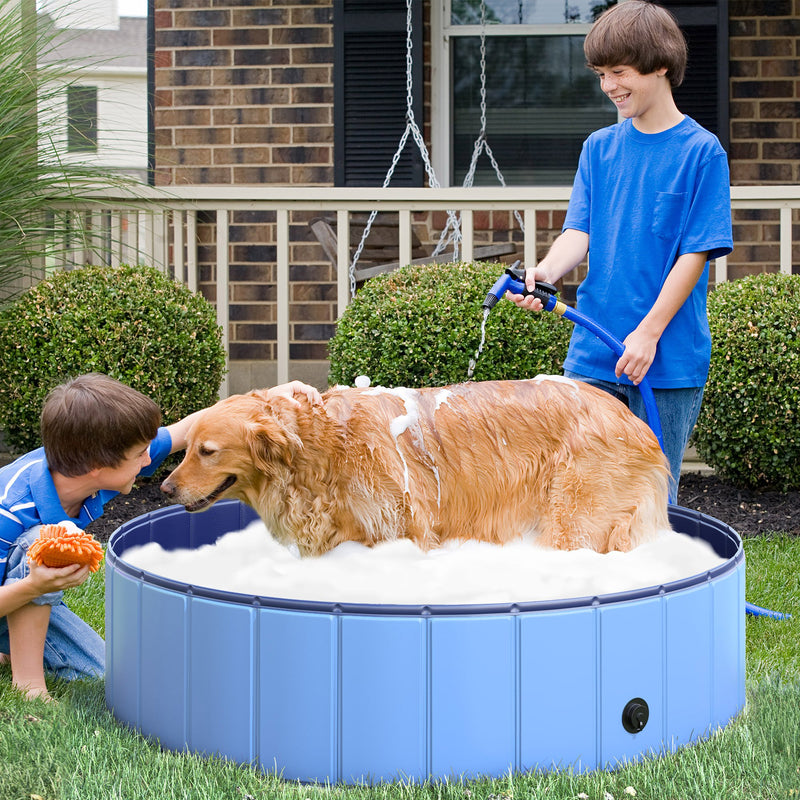 Piscina per Animali Domestici in Plastica Bordo Stabile 120x30 cm Blu -2