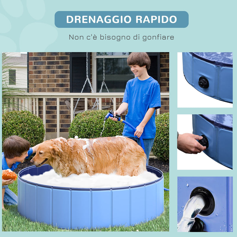 Piscina per Animali Domestici in Plastica Bordo Stabile 120x30 cm Blu -6