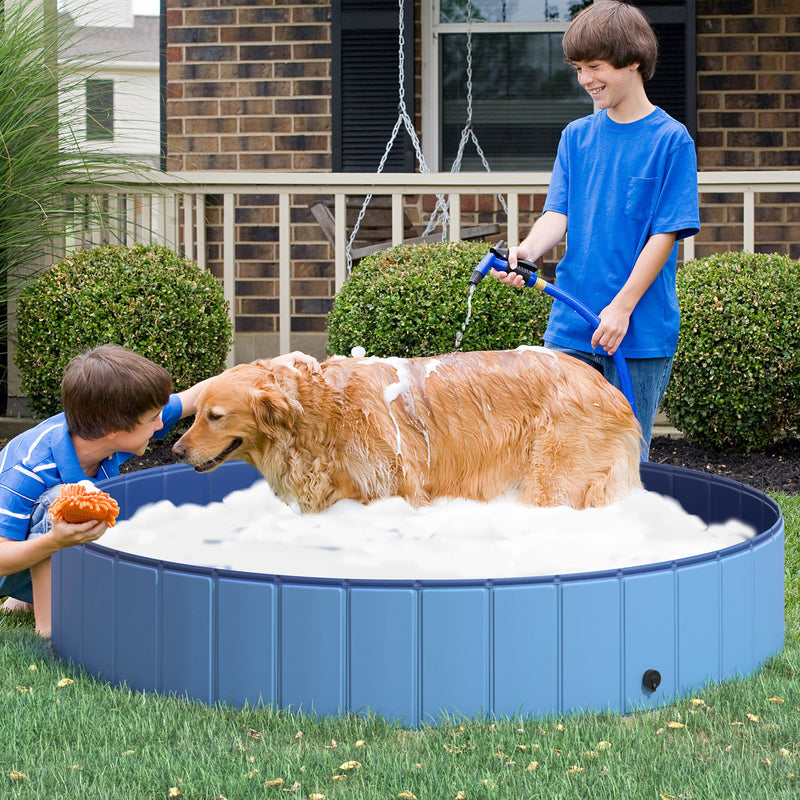 Piscina Pieghevole per Cani in PVC Azzurro Ø160x30h cm -2