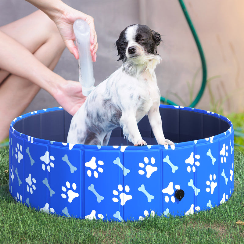 Piscina Rigida per Cani Taglia Piccola 35 Kg Ø100x30 cm in PVC e Truciolare Blu-2