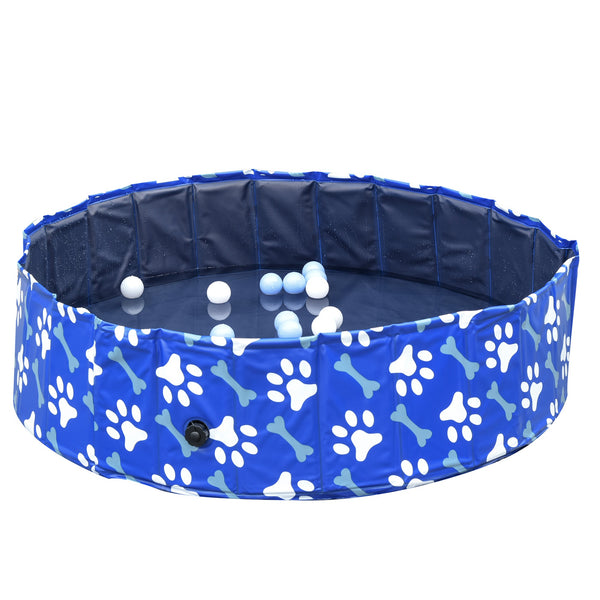 sconto Starrer Pool für mittelgroße Hunde 65 kg Ø120x30 cm aus PVC und blauer Spanplatte