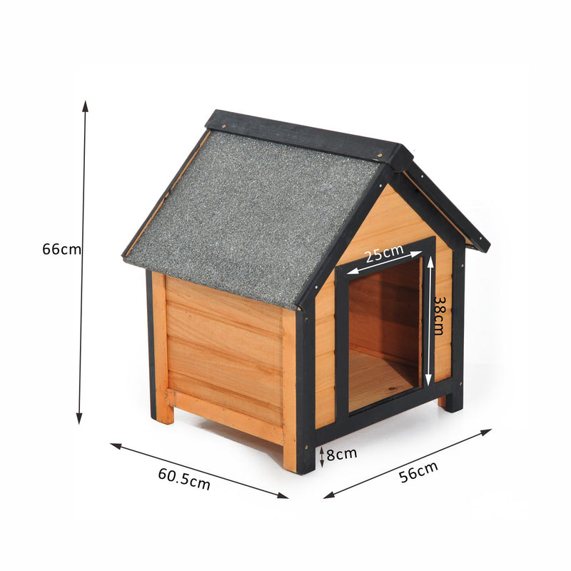 Cuccia per Cani da Esterno con Tetto Spiovente in Legno di Abete Impermeabile 56x60.5x66 cm -4