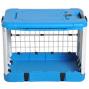 Gabbia Pieghevole per Animali Domestici in Plastica e Acciaio Blu 68x46x53 cm -4