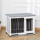 Gabbia Pieghevole per Cani Max 15 Kg 84,5x51,4x61 cm in Legno Bianco e Grigio-2