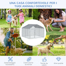 Recinto per Animali Cani Cuccioli 230x230x175 cm in Tubo Zincato con Copertura Argento-7