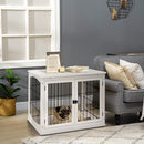 Gabbia per Cani 58,5x81x 66 cm in Legno e Acciaio Bianco-2