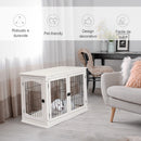 Gabbia per Cani 58,5x81x 66 cm in Legno e Acciaio Bianco-4