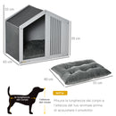 Cuccia per Cani a Casetta 60x43x55 cm in Truciolare e Poliestere Grigio-3