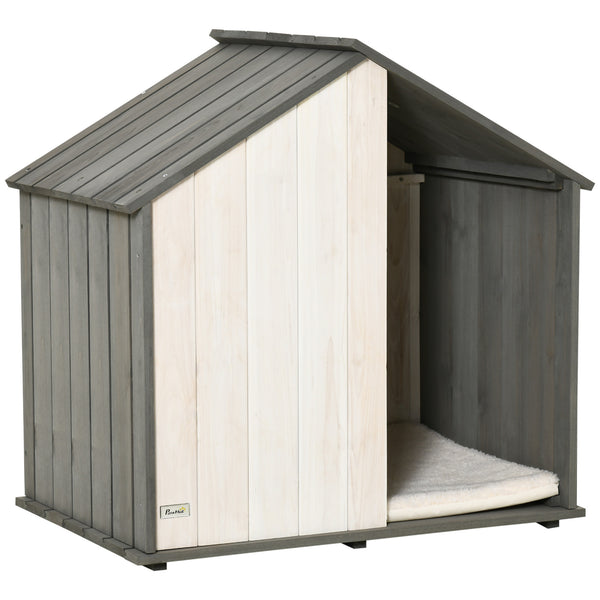 prezzo Haus für Hunde 83,5 x 54 x 82,5 cm in grauem und weißem Kiefernholz