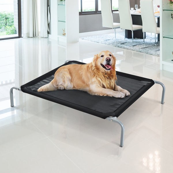 online Tragbares Bett für Hunde 110 x 80 x 20 cm bis 31,8 kg aus Metall und schwarzem Netzstoff