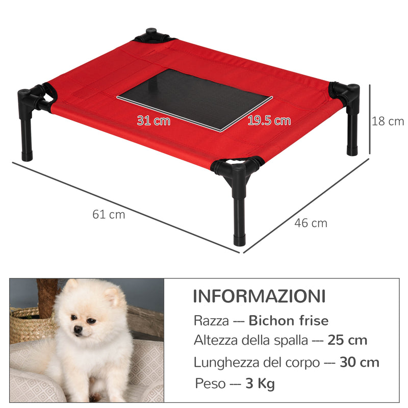 Brandina Portatile per Cani 68x46x18 cm Fino a 11Kg in Metallo e Tessuto Oxford Rosso-3