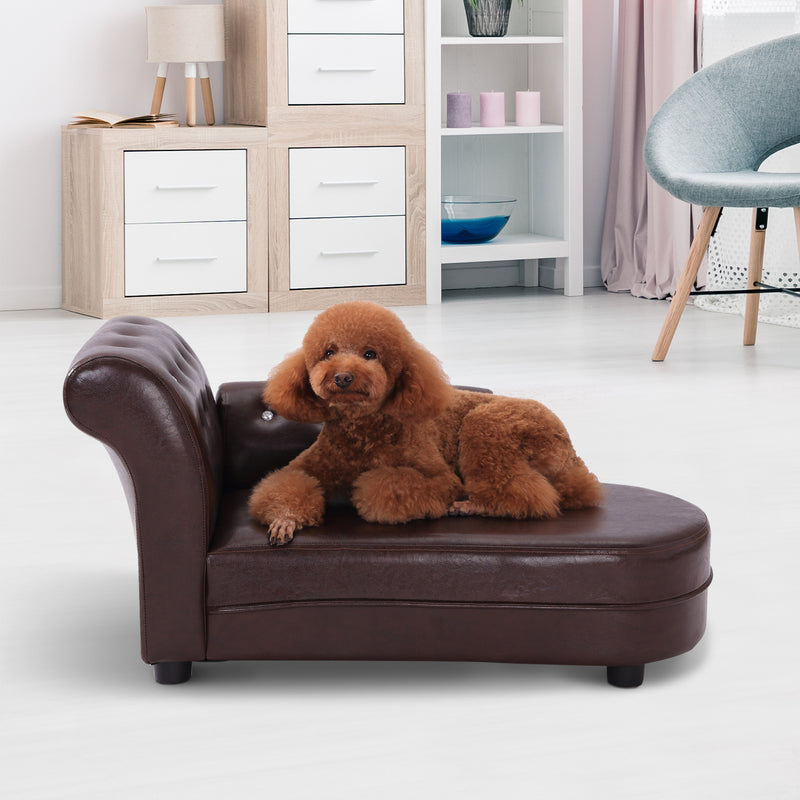 Divano Chaise Longue Ottomana per Animali Marrone 82.5x45x41.5 cm -4