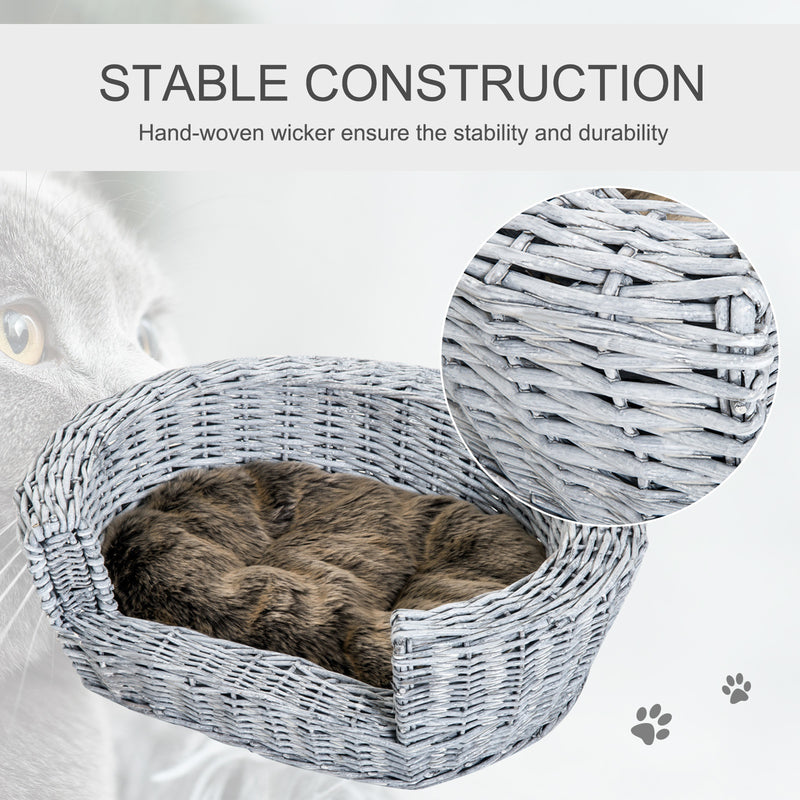 Cuccia Interno per Animali Domestici con cuscino Grigio marrone 57x46x17.5 cm -4