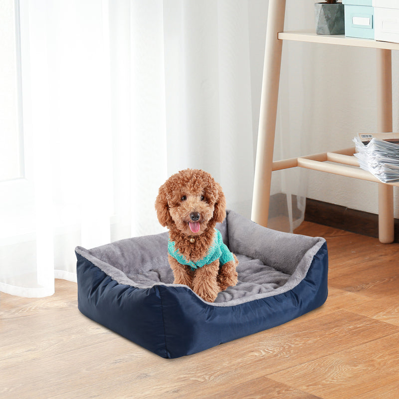 Cuccia Letto per Cane Gatto con Cuscino Imbottito Grigio blu 65x53x20 cm -2