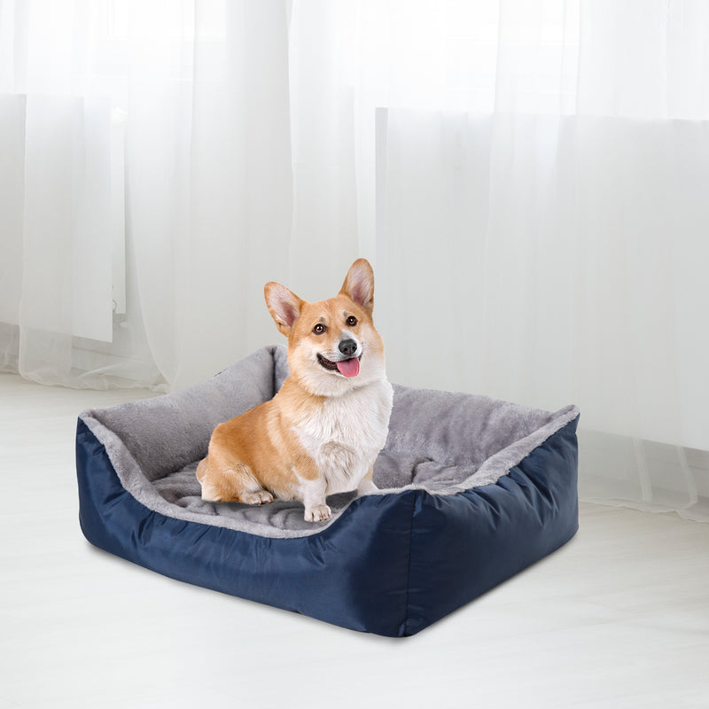 Cuccia Letto da interno per Cane Gatto con Cuscino Grigio blu 75x60x20 cm -2