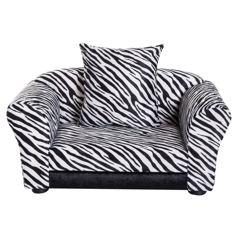 Cuccia Divano per Cani e Gatti con Cuscino Stampa Zebra 66x44x30 cm -1