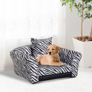 Cuccia Divano per Cani e Gatti con Cuscino Stampa Zebra 66x44x30 cm -3