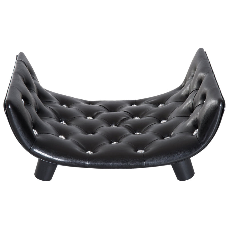 Divanetto Cuccia per Cani e Gatti in Similpelle e Legno Nero 58x43x25 cm -1