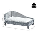 Cuccia Chaise Longue per Animali Domestici 69x42x33 cm in Vimini  Grigia-3