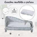 Cuccia Chaise Longue per Animali Domestici 69x42x33 cm in Vimini  Grigia-6