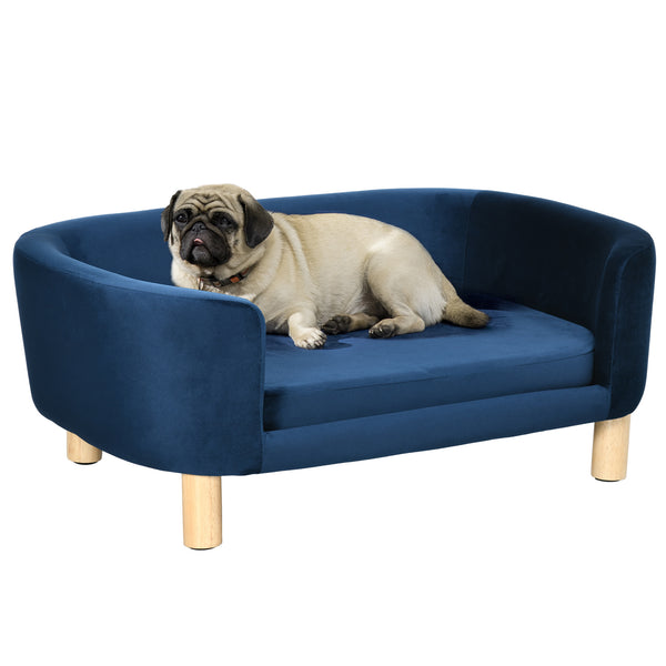 Gepolstertes Sofa für Hunde und Katzen 86 x 55 x 33 cm in marineblauem Samt sconto