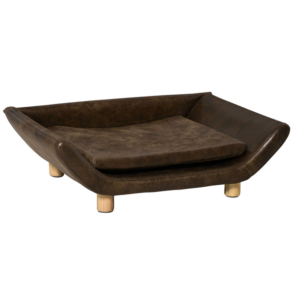 sconto Sofa für Hunde und Katzen gepolstert 73x53x21 cm in braunem Kunstleder