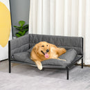 Divano Cuccia per Cani Grandi 93,5x69x48,5 cm in Tessuto Effetto Lino Grigio-2