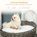 Cuccia per Cani e Gatti Rialzata Ø60x32 cm in Rattan Grigio Scuro-5