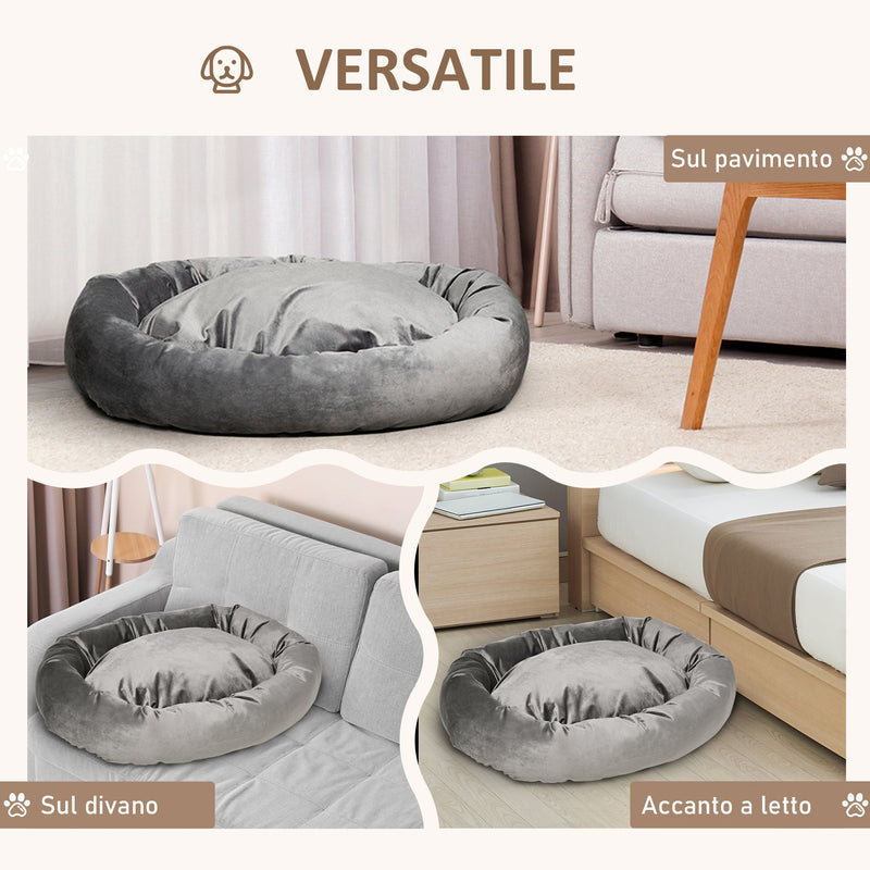 Cuccia Imbottita per Cani 132x89x28 cm in Tessuto Vellutato Grigio Scuro-7