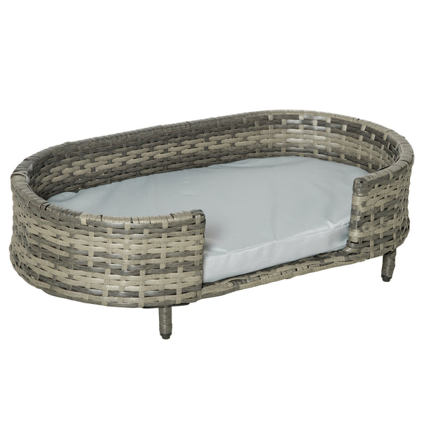 Hundebett 74x42x21 cm mit Kissen aus braunem und grauem PE-Rattan sconto