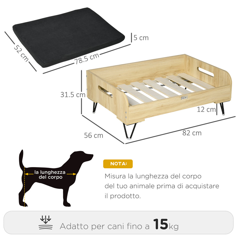 Cuccia per Cani e Gatti 82x56x31,5 cm in MDF e Acciaio Nero-3