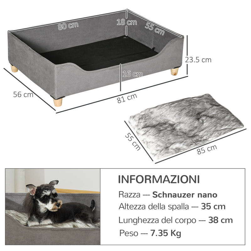 Cuccia per Cani e Gatti 81Lx56x23,5 cm in Legno MDF Grigia-3